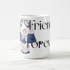 Café Taza clásica de estilo anime 'Amigos para siempre'
