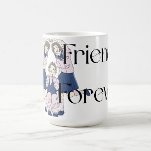 Café Taza clásica de estilo anime 'Amigos para siempre'