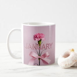 Café Taza clásica de flor de clavel rosa de enero