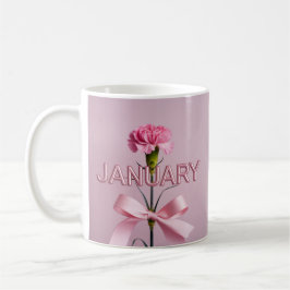 Café Taza clásica de flor de clavel rosa de enero