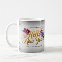 Taza Clásica de Fuegos Artificiales Florales de ¡H
