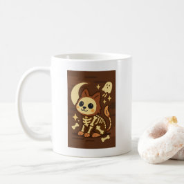 Café Taza clásica de gato esqueleto espeluznante y fant