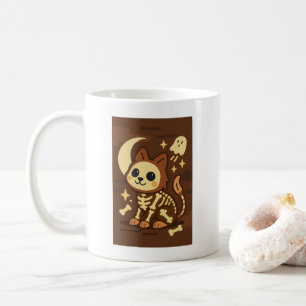 Café Taza clásica de gato esqueleto espeluznante y fant