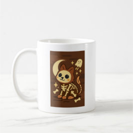 Café Taza clásica de gato esqueleto espeluznante y fant