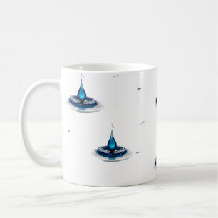 Café Taza clásica de gota de agua azul abstracta de alt