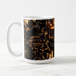 Café Taza Clásica de Halloween Dorada Gótica