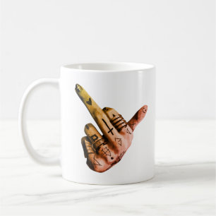 Café Taza Clásica de Mano con Tatuajes en Negrita