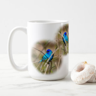 Café Taza Clásica de Pájaro Cantor Azul Indigo