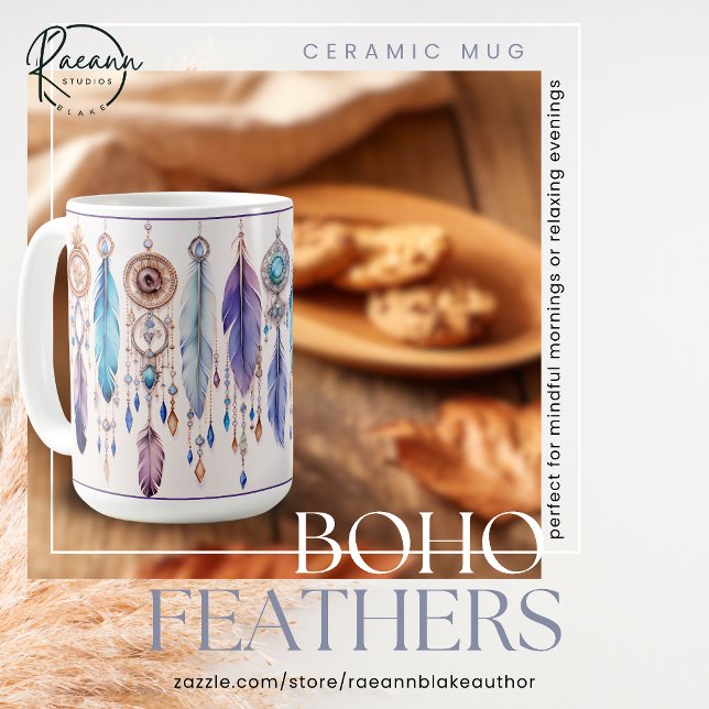 Café Taza clásica de plumas boho (Subido por el creador)
