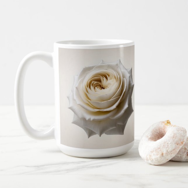 Café Taza clásica de rosa blanca (Con donut)