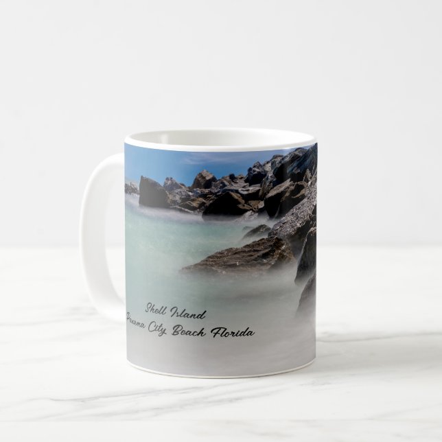 Café Taza Clásica de Shell Island Rocks And Waves (Anverso izquierdo)