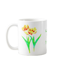 Taza clásica de tulipanes amarillos y rojos