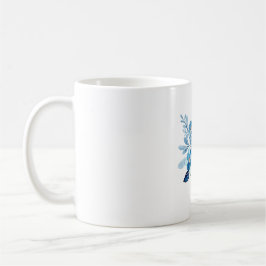 Café Taza Clásica Floral de Acuarela Azul Elegante