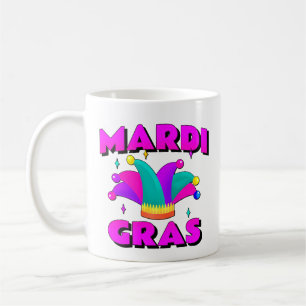 Café Taza clásica sombrero de bufón de Mardi Gras