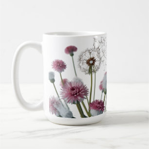 Café Taza clásica vibrante de mariposa blanca y púrpura