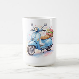 Café Taza Clásica Vintage de Vespa Diseño de Moto Scoot
