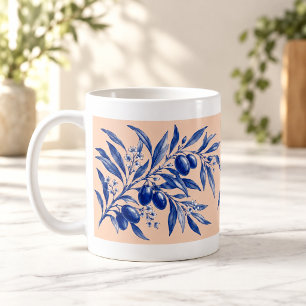 Café Taza Cobalt Botánico Ramas de Olivo Horas