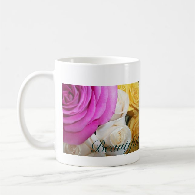 Café Taza color de rosa hermosa (Izquierda)