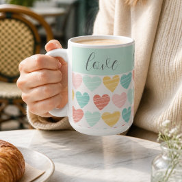 Café Taza Colorida de Amor y Corazones