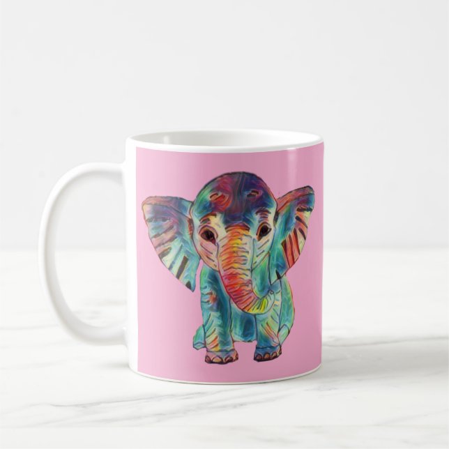 Café Taza Colorida de Elefante Adorable (Izquierda)