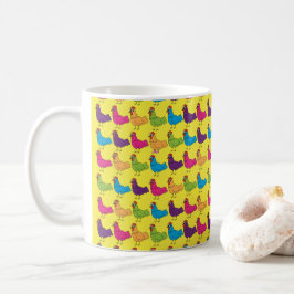 Café Taza colorida de los pollos
