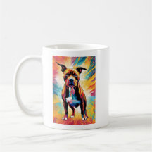 Taza Colorida de Pitbull – Diseño de Perro Audaz d
