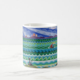 Café Taza colorida del diseño del gato de Soozie Wray