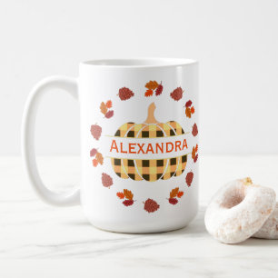 Café Taza Combo De Calabaza Escocesa Y Hojas De Otoño