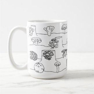 Café Taza comestible del bosquejo del relevo de la seta