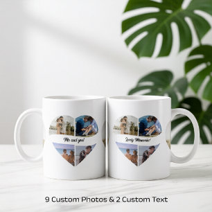 Café Taza con 9 fotos personalizadas en forma de corazó