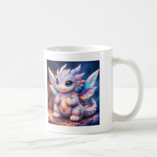 Café Taza con alas de hada blancas de dragón bebé