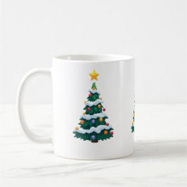 Café Taza con árbol de Navidad con nieve