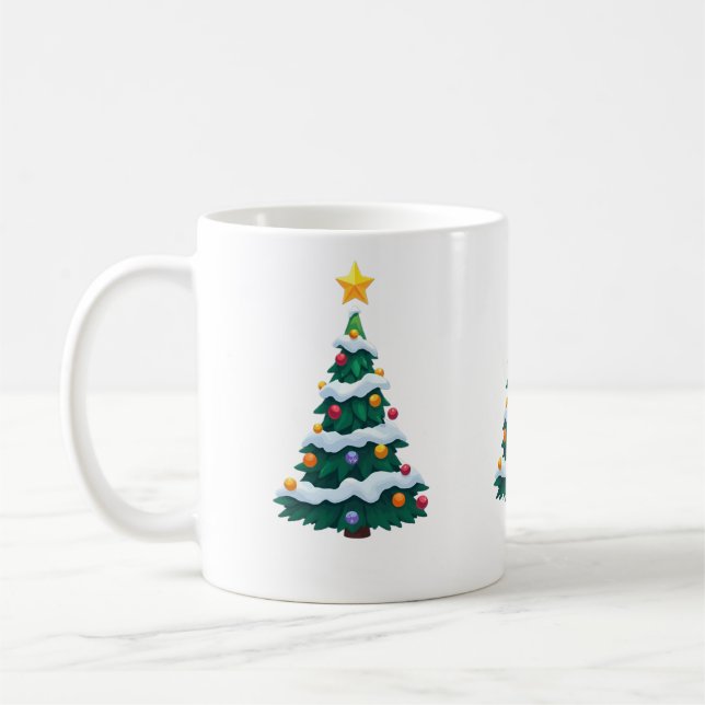 Café Taza con árbol de Navidad con nieve (Izquierda)