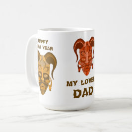 Café Taza con arte de máscara tradicional