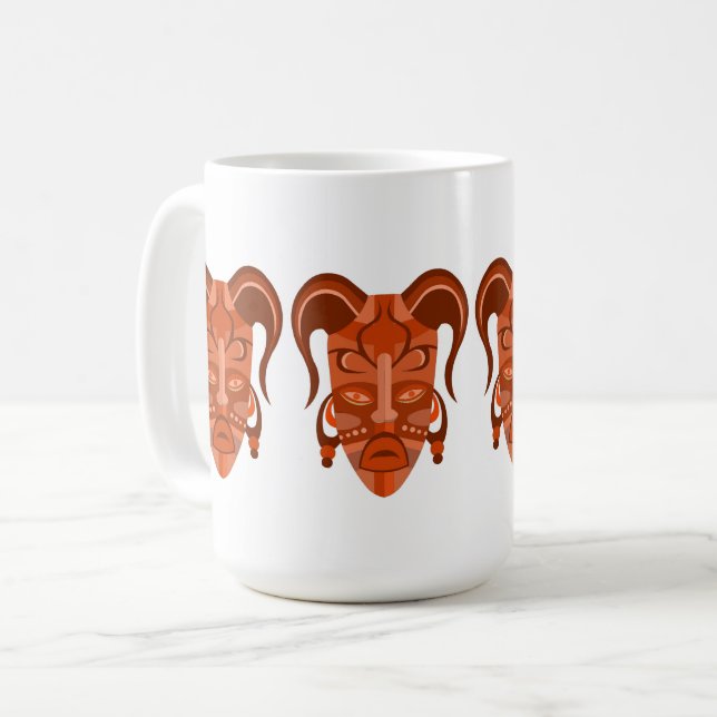 Café Taza con arte de máscara tradicional (Anverso izquierdo)