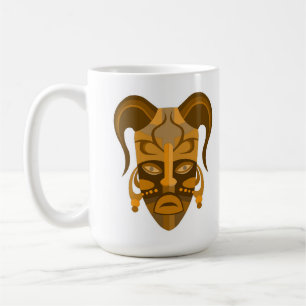 Café Taza con arte de máscara tradicional