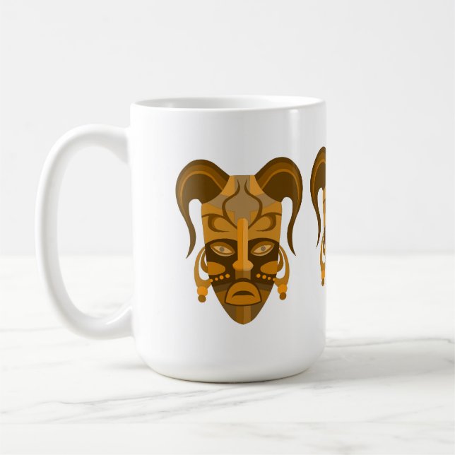 Café Taza con arte de máscara tradicional (Izquierda)