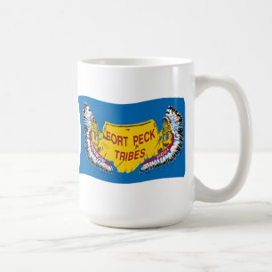Café Taza con bandera Assiniboine de Fort Peck