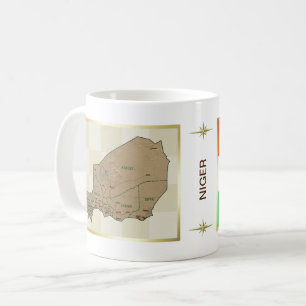 Café Taza con bandera de Níger y mapa