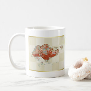 Café Taza con bandera de Singapur y mapa