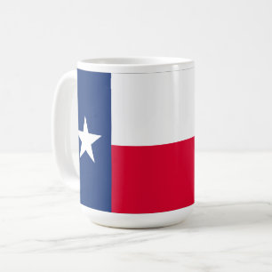 Café Taza con bandera de Texas y Bluebonnets