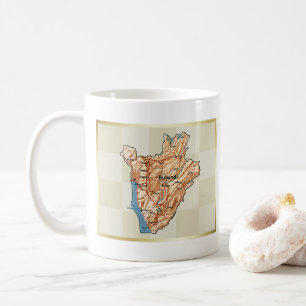 Café Taza con bandera y mapa de Burundi