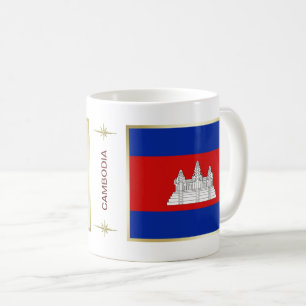 Café Taza con bandera y mapa de Camboya