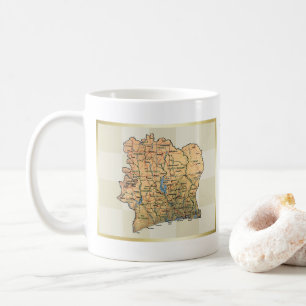 Café Taza con Bandera y Mapa de Costa de Marfil