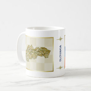 Café Taza con bandera y mapa de Eslovaquia