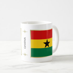 Café Taza con bandera y mapa de Ghana