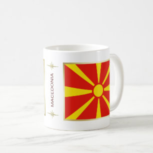 Café Taza con bandera y mapa de Macedonia del Norte