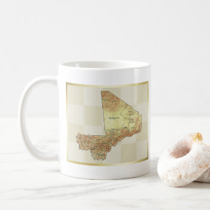 Café Taza con bandera y mapa de Malí