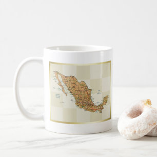 Café Taza con bandera y mapa de México