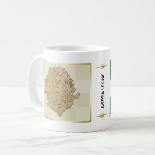 Café Taza con bandera y mapa de Sierra Leona